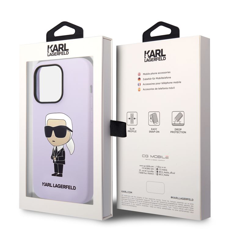 Karl Lagerfeld Magsafe Liquid Silicone Case With Ikonik NFT Logo iPhone 14 Pro Max - Purple