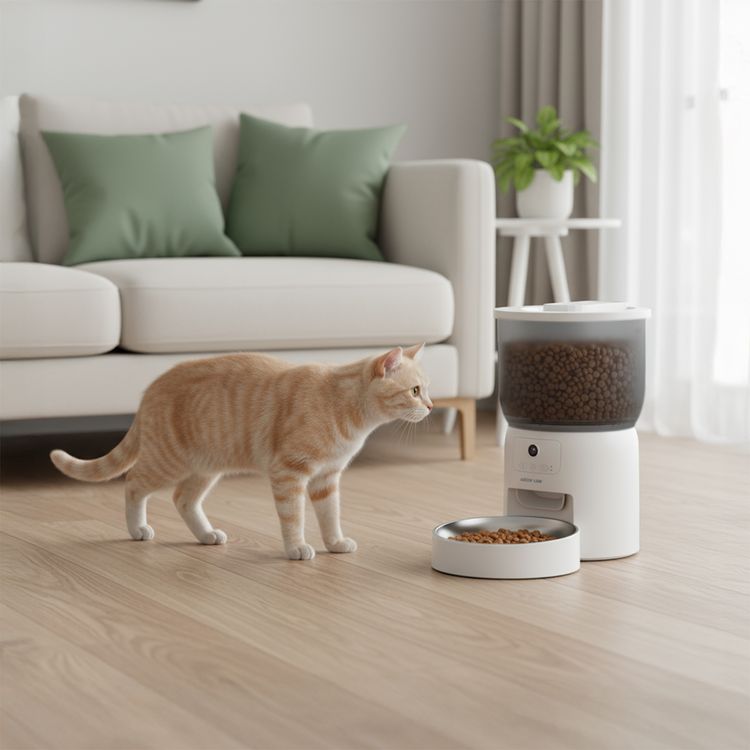 Green Lion Smart Pet Feeder with Stainless Steel Bowl, 3L Large Food Tank, Smart Food Scheduling, Flexible Portion Control, HD Camera Monitoring, Personalized Voice Call, Remote Feeding, Pet-Safe Key Lock, Video Recording, Dual Power Supply, Real-Time Alerts, Feeding History, Wi-Fi Control - White