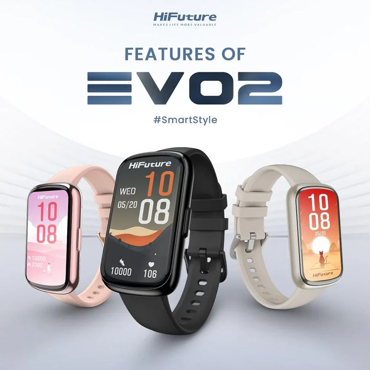 HiFuture EVO2 Smart Watch with 1.47" IPS Display, Up to 7 Days Battery Life, Health Monitoring, Calorie & Step Count, Lightweight Design - Beige