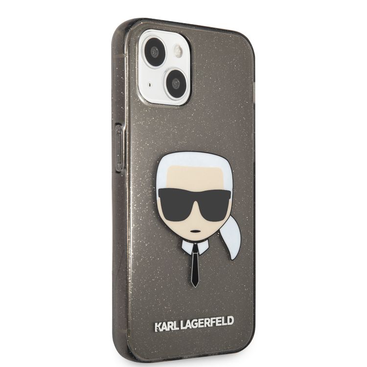 Karl Lagerfeld TPU Full Glitter Karl Head Case For iPhone 13 (6.1 ), Durable, Shockproof, Bumper Protection, Anti-Scratch - Black