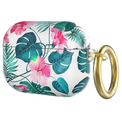 AhaStyle Premium TPU Rugged Hard Shell Design Case with Anti-Lost Ring Compatible for AirPods Pro, Scratch Resistant, Shock Absorption, Drop Protection, & Dustproof Protective Hard Shell Cover Suitable with Wireless Charging - Orchid - AirPods Pro