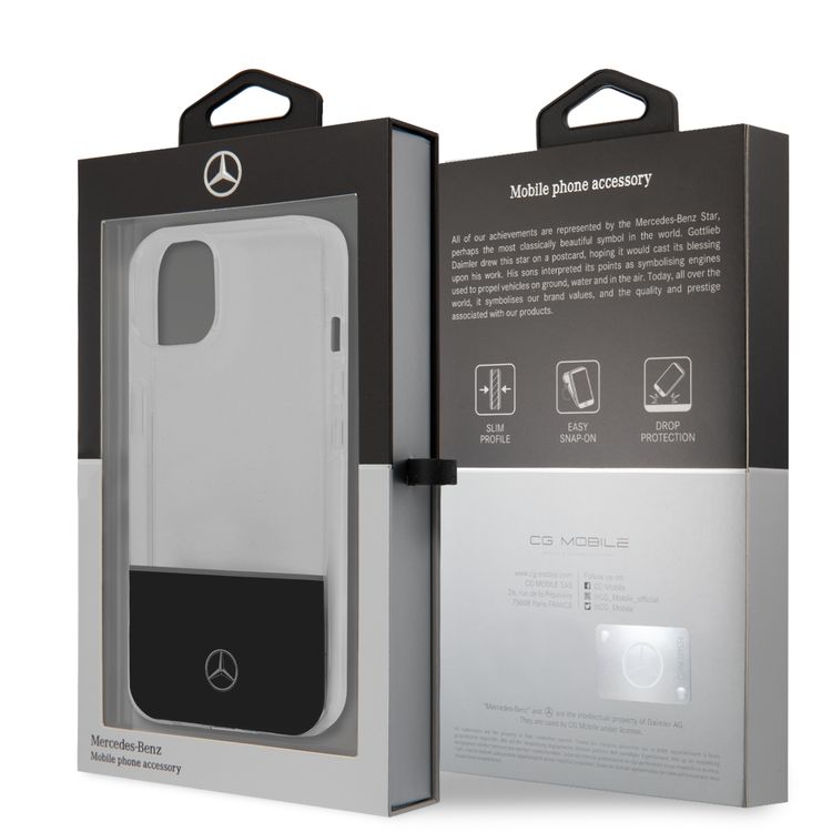 CG MOBILE Mercedes Benz PC/TPU Case with Electroplated Middle Line Black Compatible for iPhone 13 (6.1") Easy Access to All Ports, Anti-Scratch, Shock Absorption