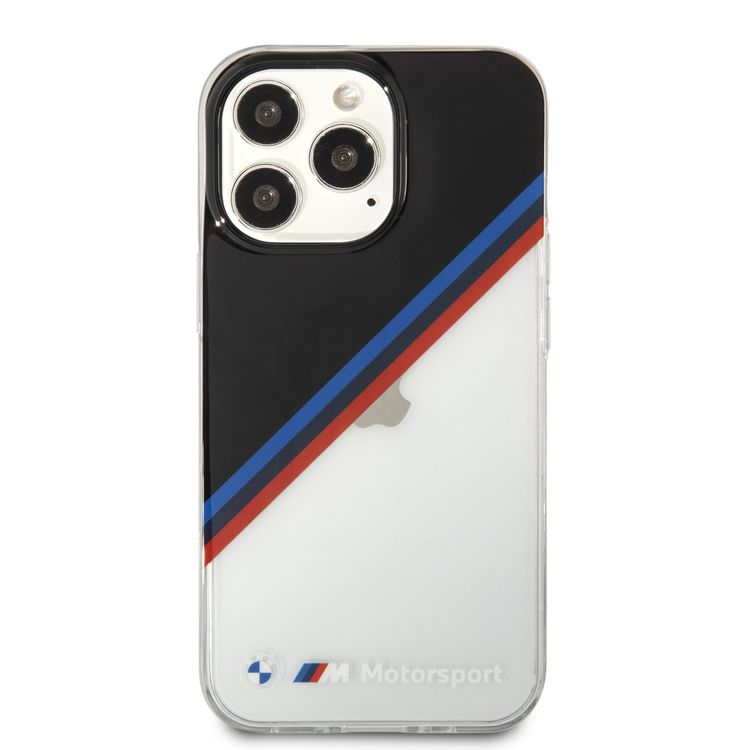 CG MOBILE BMW Motorsport Collection PC/TPU Hard Case Diagonal Tricolor Black Corner Compatible for iPhone 13 Pro Max (6.7") Easy Access to All Ports