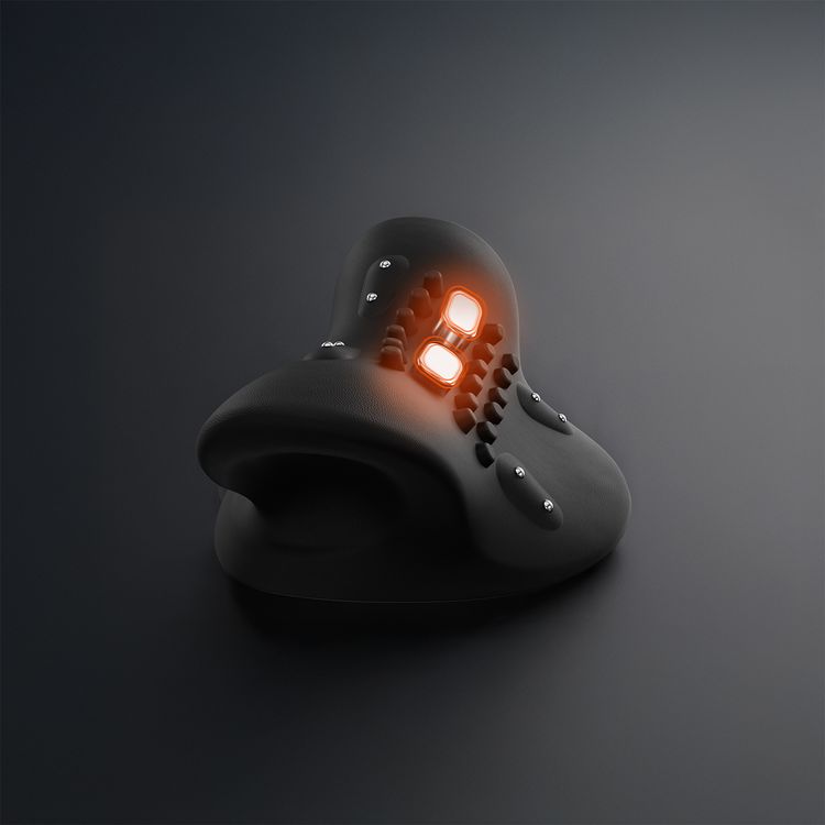 Porodo Tri-Mode Heated Cervical Pillow Massager with 3 Wave Gears, 3 Vibration Levels, Remote Controller, Magnetic Comfort Points, Warm Wave Board - Black