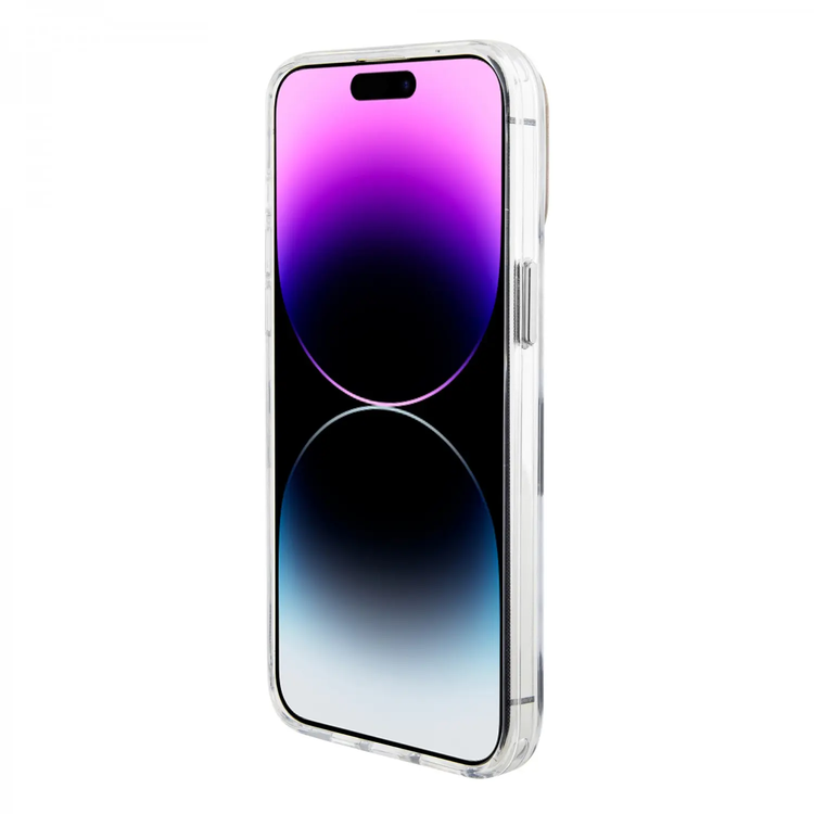 يو اس بولو أسن. حافظة شفافة لهاتف آيفون 15 برو بمقبض جلدي وممتص للصدمات - أزرق