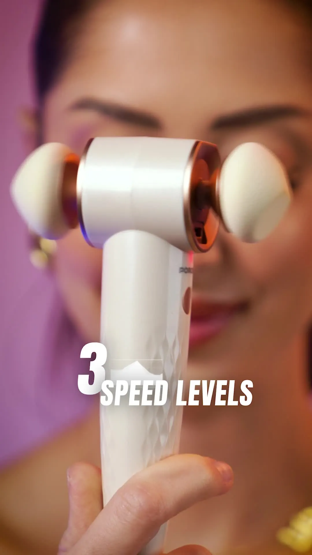 Porodo Magnetic Dual-Head Electric Beauty Blender with 3 Puffs, Up to 8 Hours Working Time, 5W Rated Power, USB-C Charging Port, Natural Airbrush Finish, 3 Speed Levels, 500mAh Battery - Beige