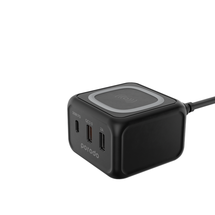 Porodo Triple Ports Fast Wireless Charger - Black