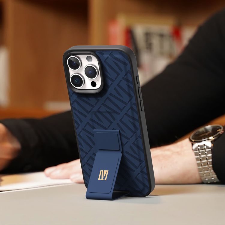 كفر حماية ليفيلو مورفيكس كويرو بمسند لهاتف آيفون 16 برو ماكس، قبضة مدمجة، سهل التركيب، زوايا مقاومة للصدمات - أزرق