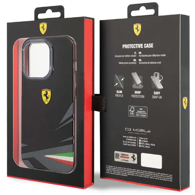Ferrari PC/TPU Case with Double Layer Print iPhone 14 Compatibility - Black