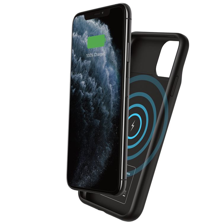 Porodo Qi 3500mAh 5W Wireless Battery Case for iPhone 11 Pro with Built-in Advanced Safety Features, 2A Fast USB-C Re-Charge Port, Portable & Convenient Charging Case - Black