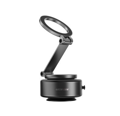Green Lion GX-32 Auto Suction Phone Holder with 360° Rotation, Strong Suction Cup, 1.5kg Adsorption, One-Hand Operation, MagSafe Compatible, Type-C Charging, 14 Days Working Time - Matte Black