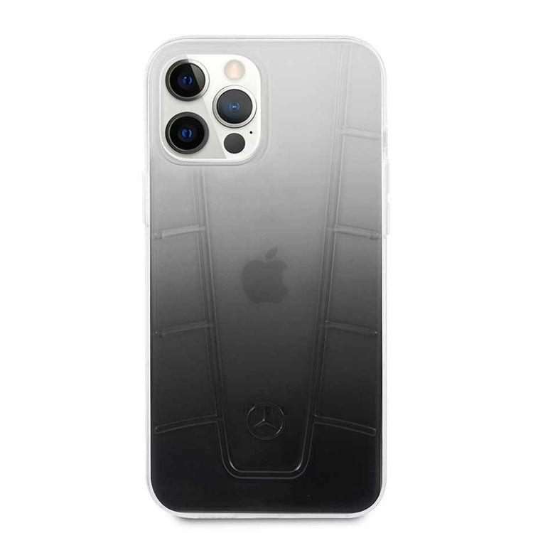 CG Mobile Mercedes-Benz Transparent Case Embossed 2 Compatible for iPhone 12 / 12 Pro (6.1") Shock & Scratch Resistant, Easy Access to All Ports - Black Gradiant