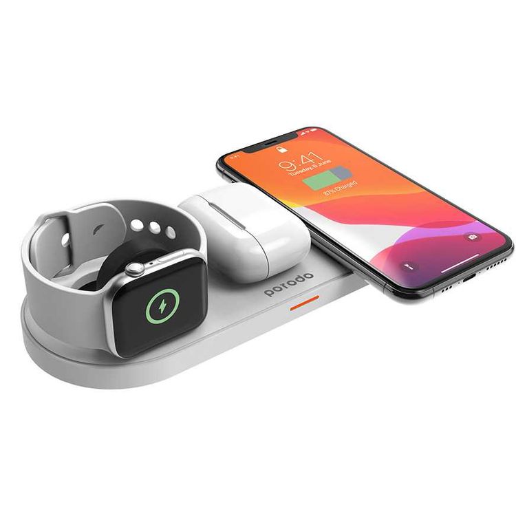Wireless Charger Porodo PD-FWCH001-WH Wireless Slim Charging Station - White
