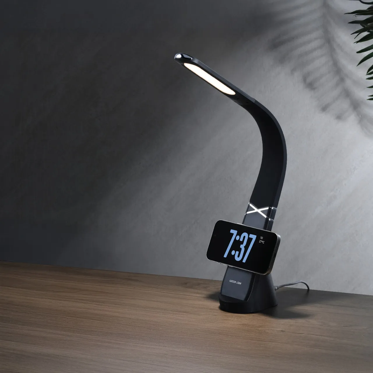 Green Lion Gooseneck LED Desk Lamp with Wireless Charger, Compatible with MagSafe, 120° Bend & Twist Flexibility, 3 Light Modes, Flicker Free, One-Touch Dimmable, 36 LED Beads,  320lm Brightness, Type-C Charging, Charging Indicator,  MAG LED Desk Lamp for Home & Office - Black