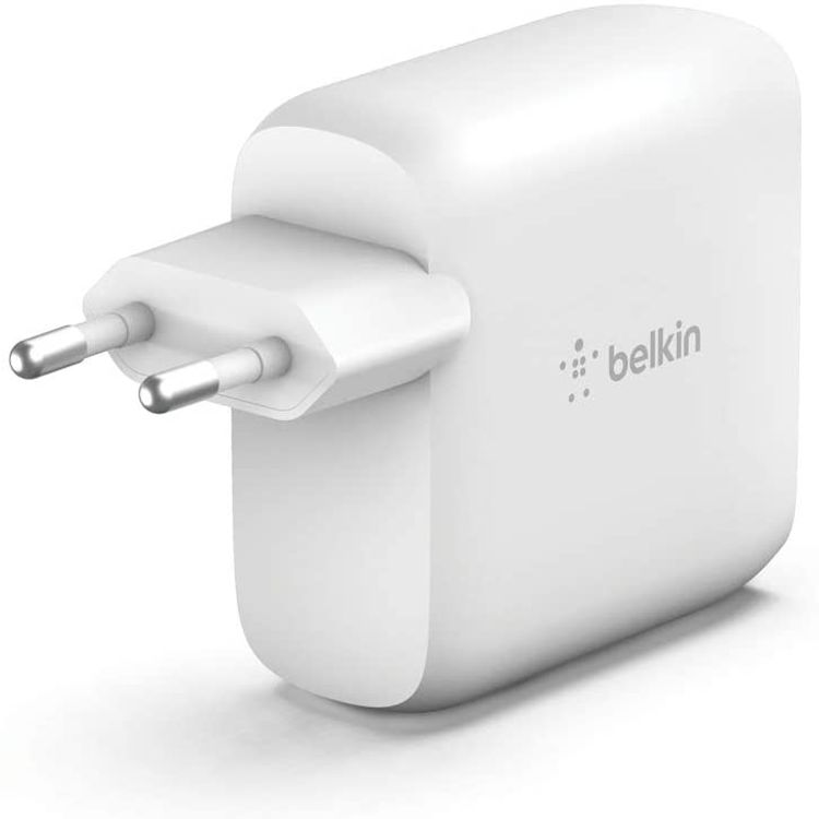 Dual USB-C Charger Belkin WCH003vfwh Dual USB-C GaN Wall Charger 63W - White