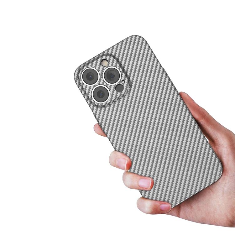 Green Lion Carbon Plus Case for iPhone 13 Pro with Camera Protection, Slim & Lightweight Design, Carbon Fiber Material - Silver