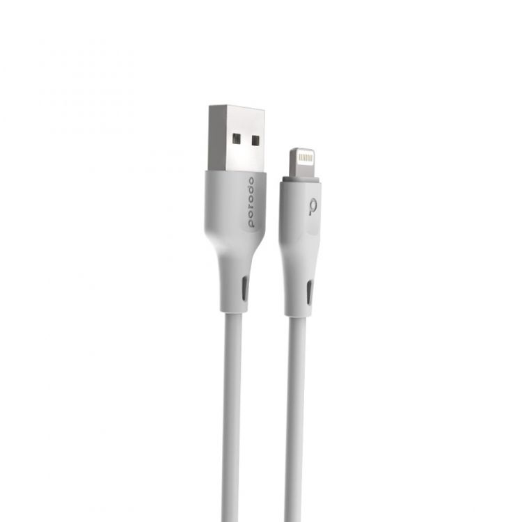 Porodo New TPE / PVC Lightning Cable 2.4A, Over-Current Protection, Durable Fast Charge & Data Cable, Safe & Reliable Cord Compatible for Lightning Devices - White - 2 M