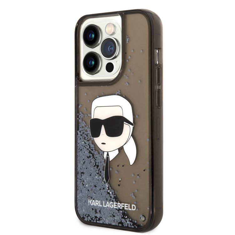 Karl Lagerfeld Liquid Glitter Case with NFT Karl Head - Black - iPhone 15 Pro Max