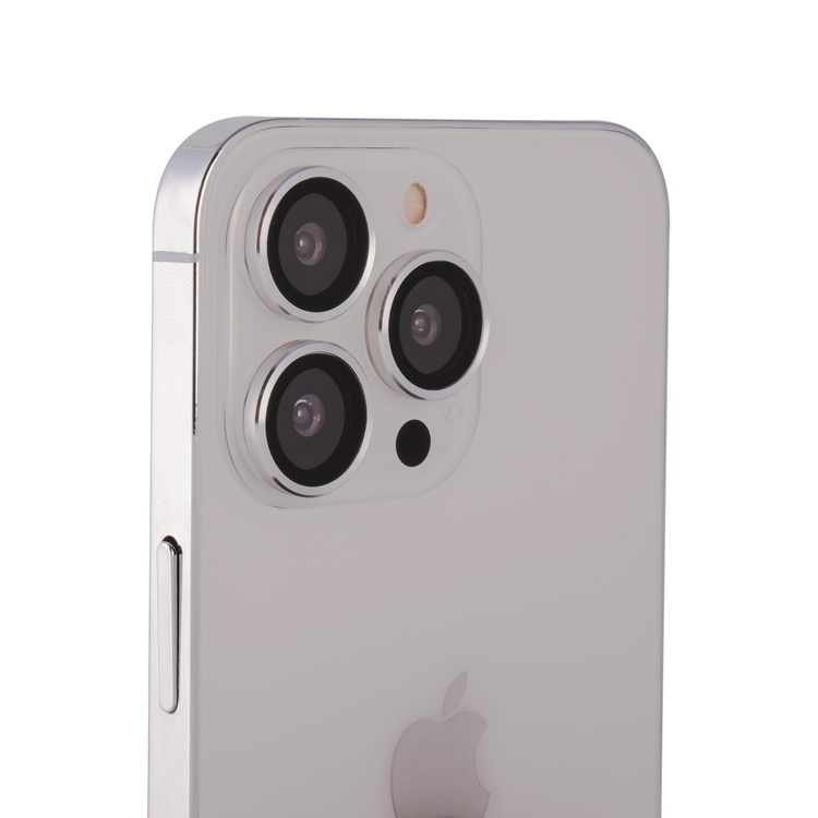 Devia Gemstone Lens Protector (3pcs) Compatible for iPhone 13 Pro Max (6.7") Aluminum Alloy + Tempered Glass Camera Lens Protector, Explosion-proof & Scratchproof - Silver