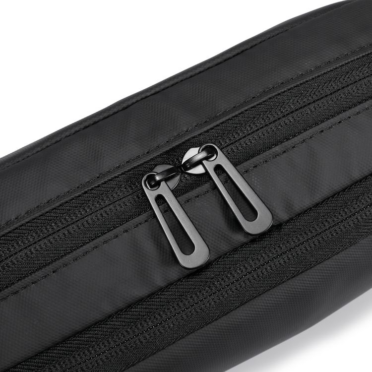 Porodo Ultralite Organizer Pouch with Dual Compartmnts, Zipper Closure, High-Quality Polyester Material, Water-Repellant Surface, Internal Mesh Pockets, Quick-Grab Handle, Compact Design - Black