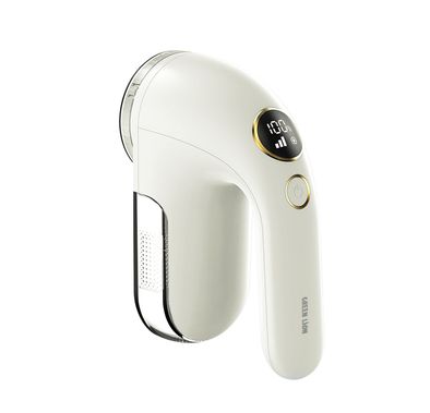 Green Lion Ergotrim Digital Fabric Remover with 3-Gear Speed Control, Up to 3 Hours Working Time, 110mL Lint Bin Capacity, 6-Leaf Blade, Honeycomb Mesh Cover, Ergonomic Handle, Safety Protection - White