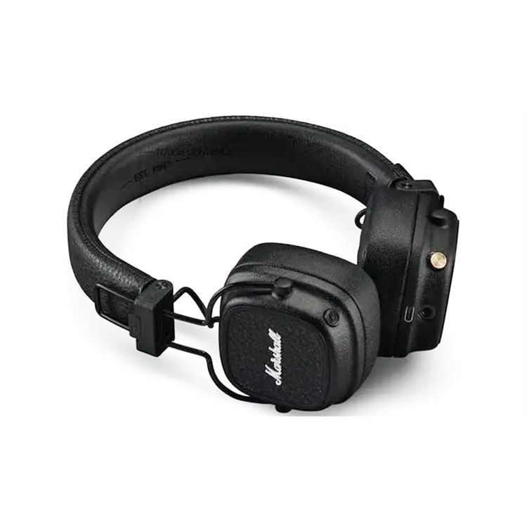 Marshall Major V Wireless On-Ear Headphones with Rugged & Foldable Design, Wireless Charging, 3 Hours Charging Time, Customizable M-Button, Bluetooth Version 5.3, Up to 100 Hours Play Time - Black