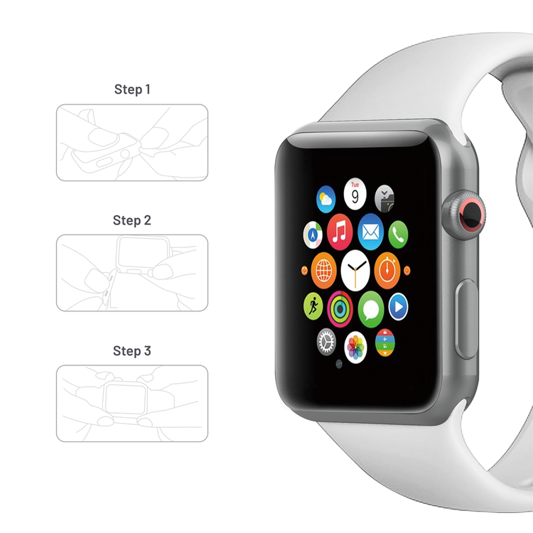 Porodo iGuard Silicone Loop Watch Band for Apple Watch 42/44/45mm, Easy Attachment & Detachment, Comfort Fit, Compatible with  Apple Watch Series 4/5/6/7/SE, User Friendly, Lightweight, Adjustable, High Quality - White