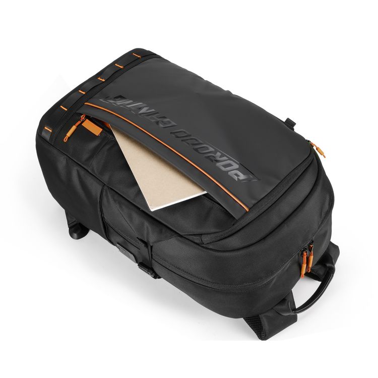 Porodo Gaming PU Laptop Backpack With USB-C Port and PS5 Compartment  - Black/Orange