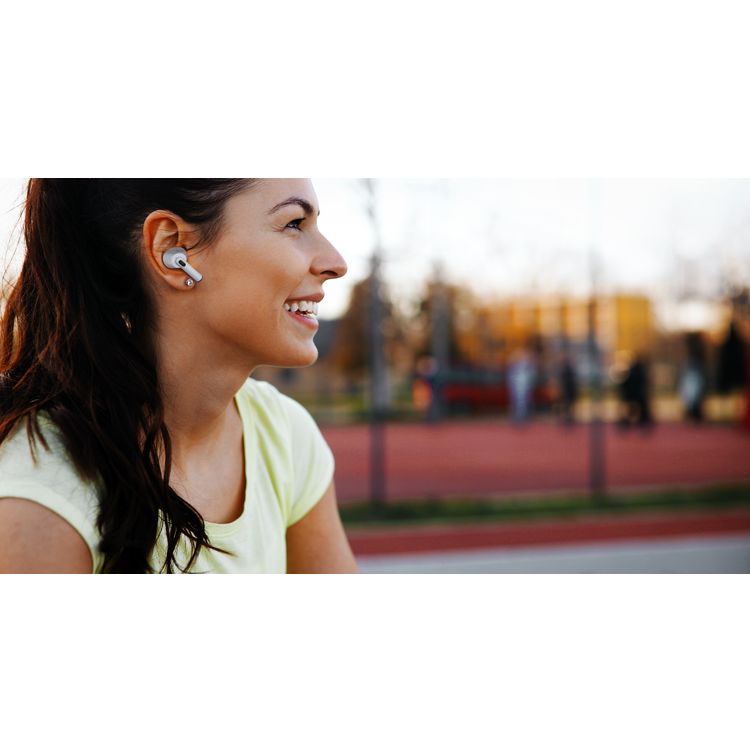 Porodo Soundtec Wireless ANC In-Ear Earbuds with Touch Controls, Wireless Charging, Transparency Mode, Comfortable Fit, Superior Microphone, 20 Hours Playtime with Charging Case, 10m Operating Distance - White