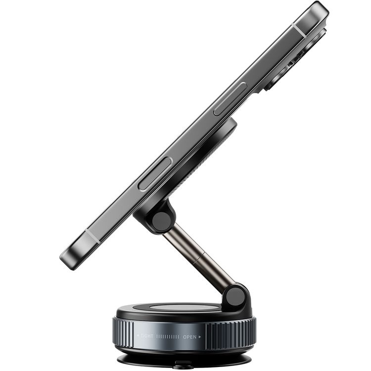 Porodo Vacuseal Rotate-Lock MagSafe Mount with N52 Magnets, Adjustable Viewing Angle, One-Hand Operation, Strong Suction, Horizontal & Vertical Modes - Black