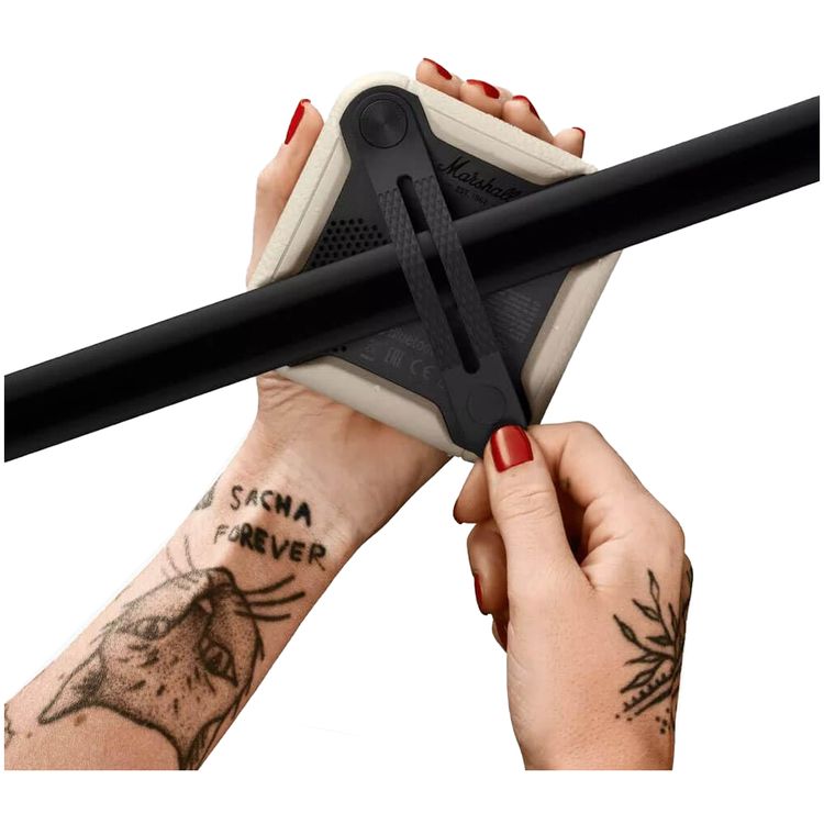 مارشال ويلين مكبر صوت محمول لاسلكي مدمج بتقنية البلوتوث إصدار 5.1، مقاوم للماء بمعيار IP67، وقت شحن 3 ساعات، حتى 15 ساعة من وقت التشغيل، مدى البلوتوث 10 أمتار، تصميم محمول.