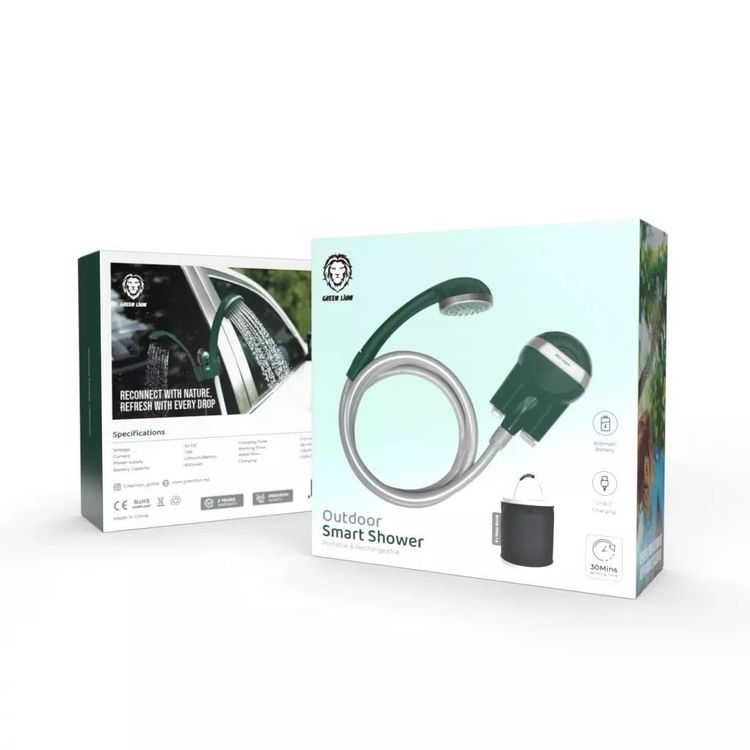 Green Lion Outdoor Smart Shower, Portable & Rechargeable, 600mAh Lithium Battery Capacity, 30 Minutes Working Time, 1-2 Hours Charging Time - Green