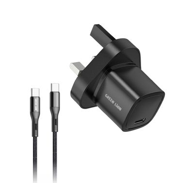 Green Lion Mini UK Charger with Type-C to Type-C Cable, 2...