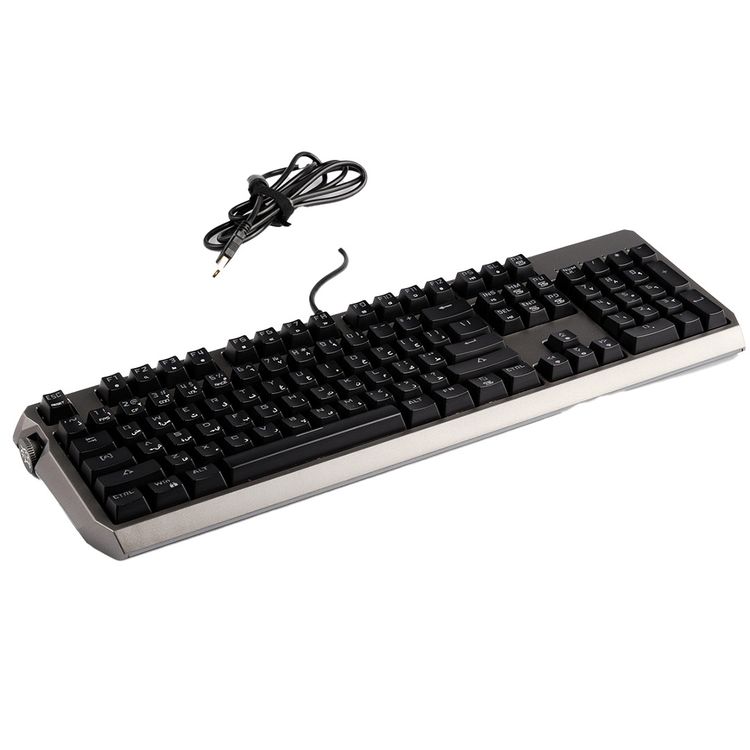 Porodo Gaming Wired Full Keyboard with Red Gateron Switch, Anti-ghosting Keys, Macro Software, English and Arabic Layout, 50 Million Clicks Lifespan, Volume Knob, 104 Pieces Keys - Black
