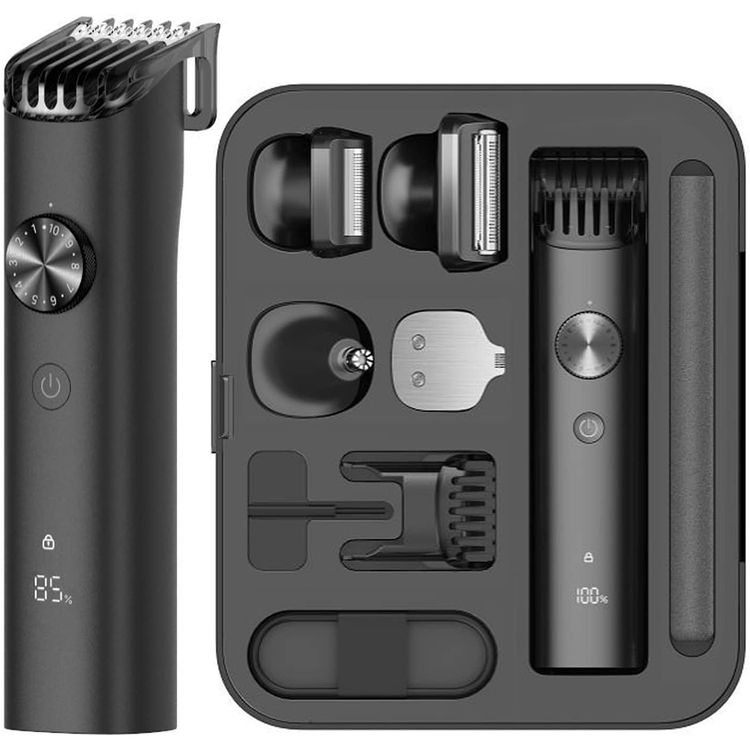 مجموعة العناية الشخصية Xiaomi Grooming Kit Pro مع وظيفة السلك واللاسلكية، حتى 90 دقيقة من وقت العمل، بطارية ليثيوم أيون بسعة 800 مللي أمبير في الساعة، 40 إعداد طول، دقة قص تصل إلى 0.5 مم، شحن سريع، قفل للسفر، مستوى مقاومة الماء IPX7 - باللون الأسود.