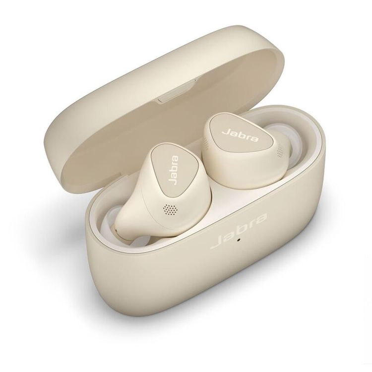 Jabra Elite 5 True Wireless Earbuds, Hybrid Active Noise Cancellation (ANC), Up to 28 Hours Battery Life, Up to 10 m Operating Range, Up to 180 Minutes Charging Time, 6-Mic Call Technology - Gold Beige