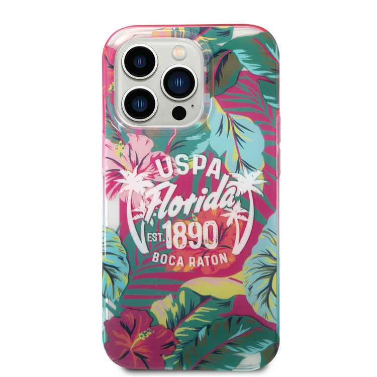 USPA PC/TPU Case Florida Design iPhone 14 Pro Compatibility - Pink/Green