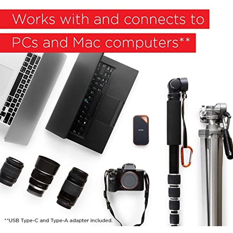 وسيط تخزين ذو حالة ثابتة من سانديسك اكستريم برو 500 جيجا، بمعدل نقل بيانات يصل الى 1050 ميجابت/ثانية، يو اس بي رو سي، بتصميم متين ومقاوم للماء