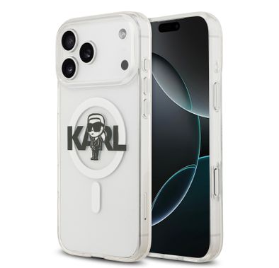 Karl Lagerfeld MagSafe IML Case with Karl Sketch for iPhone 17 Pro Max, Slim Profile, Lightweight Design, Easy Snap-On, Comfortable Grip, Sustainable Packaging, Drop Protection - Transparent