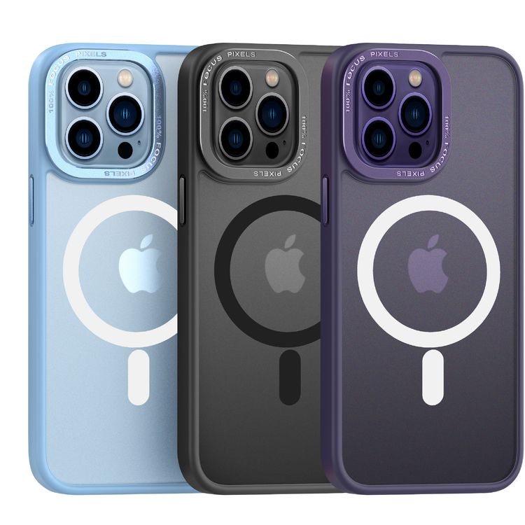 Comma Joy Elegant Metal Magnet Anti-Shock Case for iPhone 14 - Blue