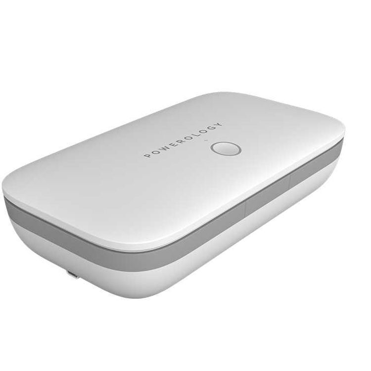Powerology Universal UV Sanitiser Box with Wireless Charging 5W, Germicidal Ultraviolet-Kills Virus & Bacteria With 360 Sterilization Embedded - White