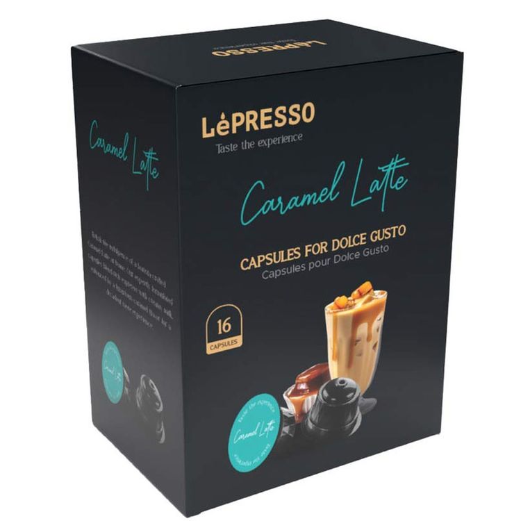 Lepresso Capsule for Dolce Gusto 16pc - Caramel Latte, 0% Cholesterol and Trans Fat, Air-Tight Capsules 