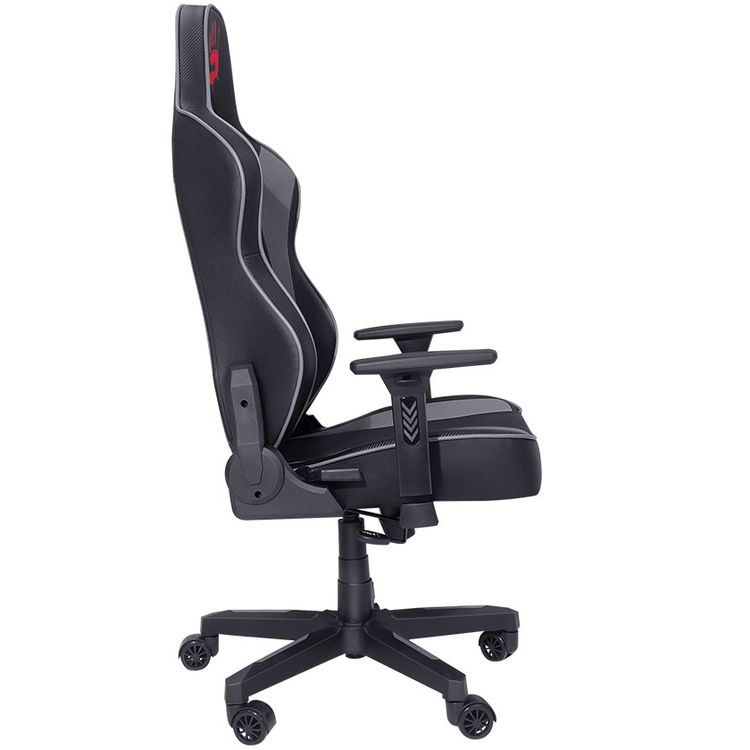Bloody Gaming Chair, Ergonomic Backrest, High-Density Foam Cushion, 3D Adjustable Armrests, Class 4 Hydraulic Piston, Soft & Reliable Pillow - Black / Gray