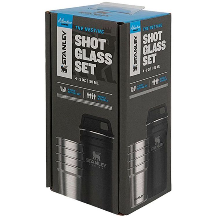 Stanley Adventure Nest Shot Glass Set Matt Black (4 x 59ml), Stackable, Dishwasher Safe - Black
