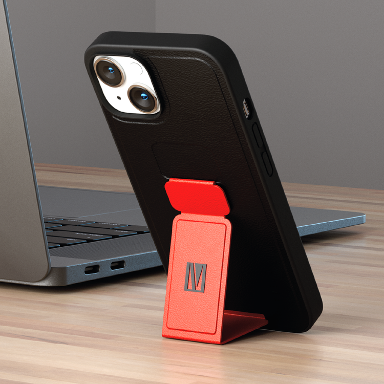 Levelo Morphix Gripstand PU Leather Case for iPhone 14 - Red