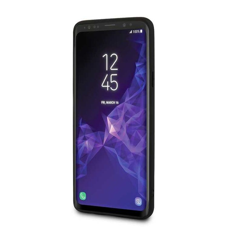 CG MOBILE Ferrari On Track PU Leather Hard Phone Case Compatible for Samsung Galaxy S9 Plus | Protective Mobile Case Officially Licensed - Black