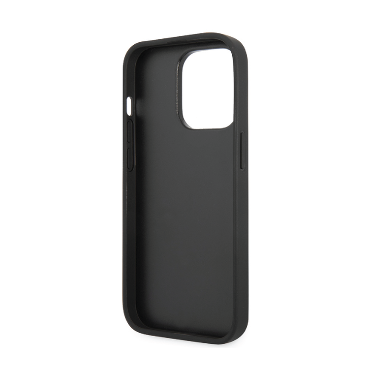 Ferrari Leather Case With Hot Stamped Sides & Yellow Shield Logo - iPhone 14 Plus - Black