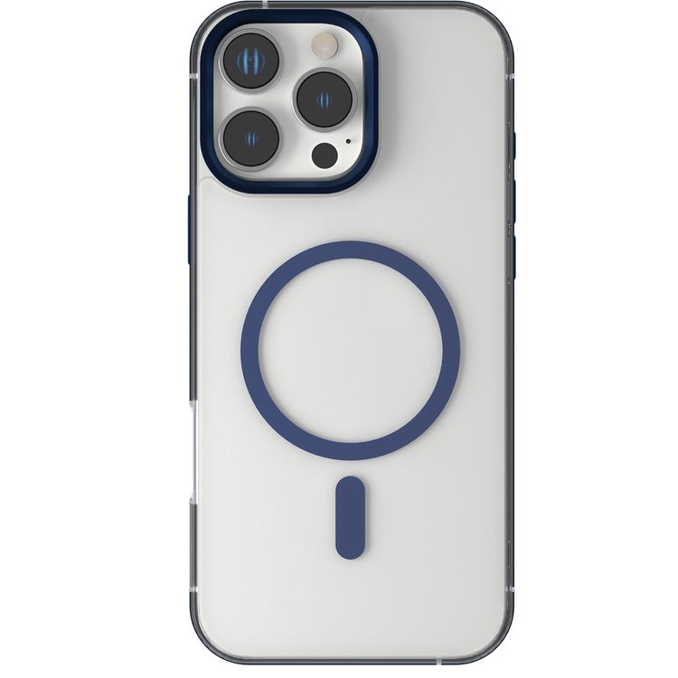 Levelo Claire Magsafe Case with Aluminum Bumper Case for iPhone 16 Pro Max, Hybrid Case, MagSafe Compatibility - Blue