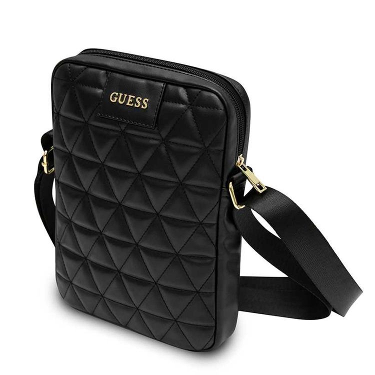 CG Mobile Guess PU Quilted Tablet Bag 10" with Adjustable Shoulder Strap, Easy for Carrying, Slim Lightweight Portable Storage Bag Suitable for Outdoor