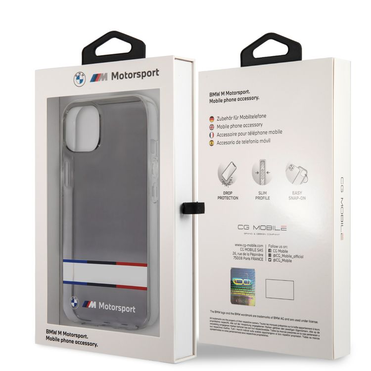 CG MOBILE BMW Motorsport Collection PC/TPU Hard Case Double Horizontal Tricolor Stripes Compatible for iPhone 13 (6.1")
